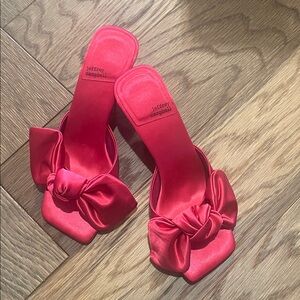 Jeffrey Campbell Vibrant Pink Satin Mules